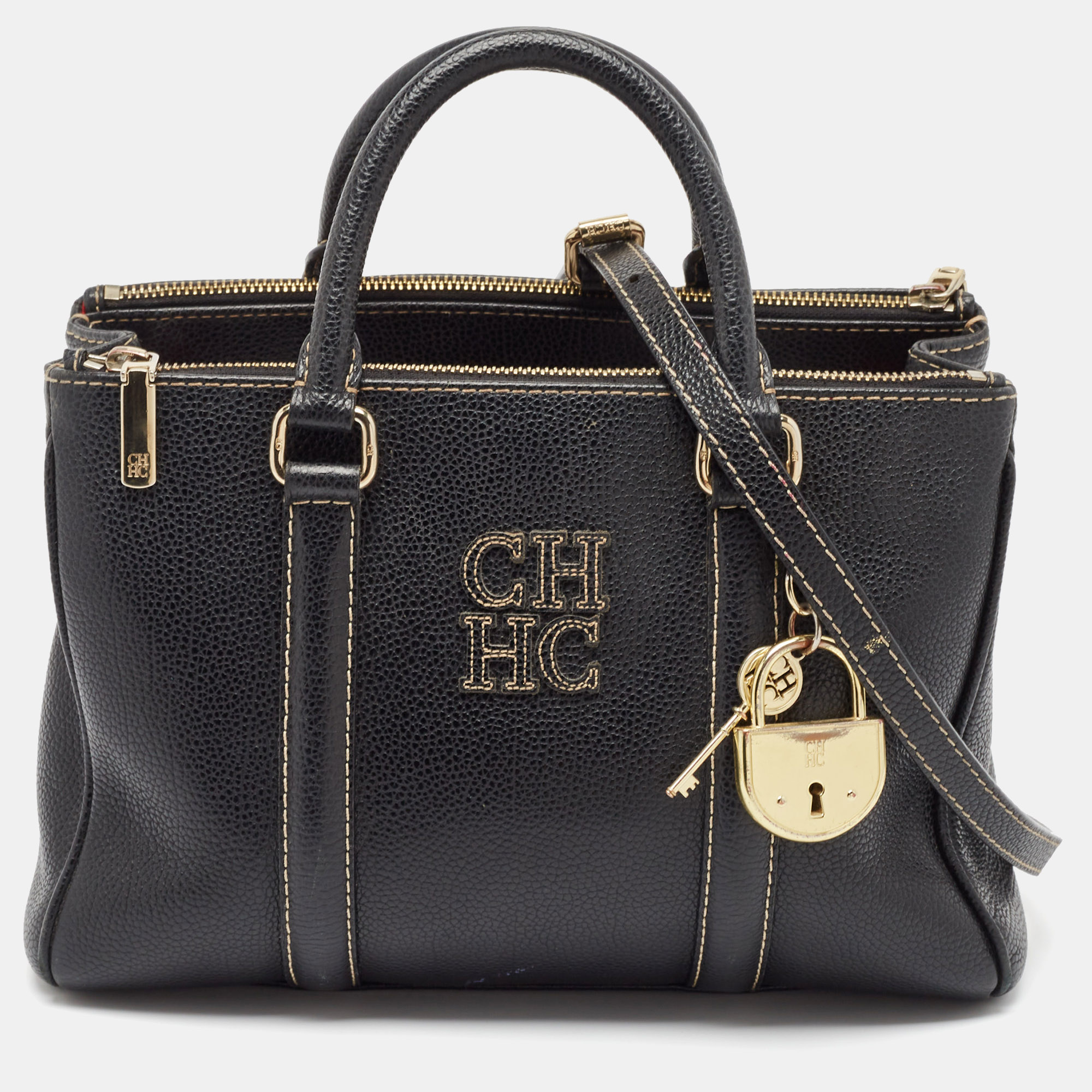 

Carolina Herrera Dark Blue Leather Matteo Tote