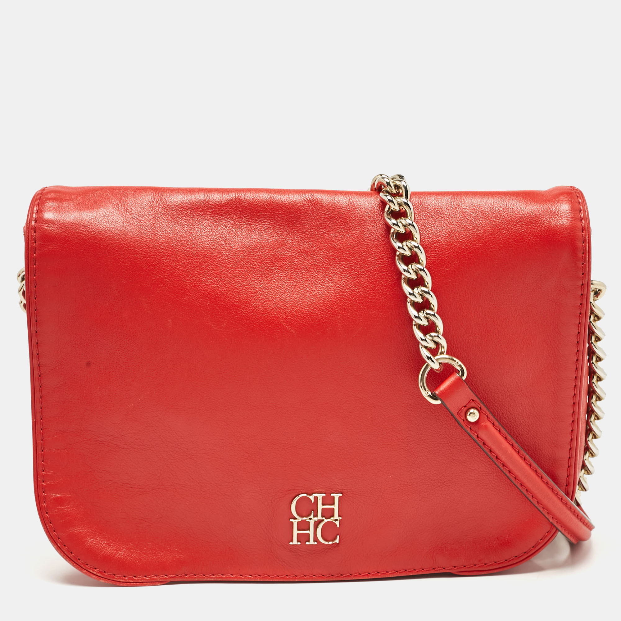 

Carolina Herrera Red Leather Flap Chain Shoulder Bag