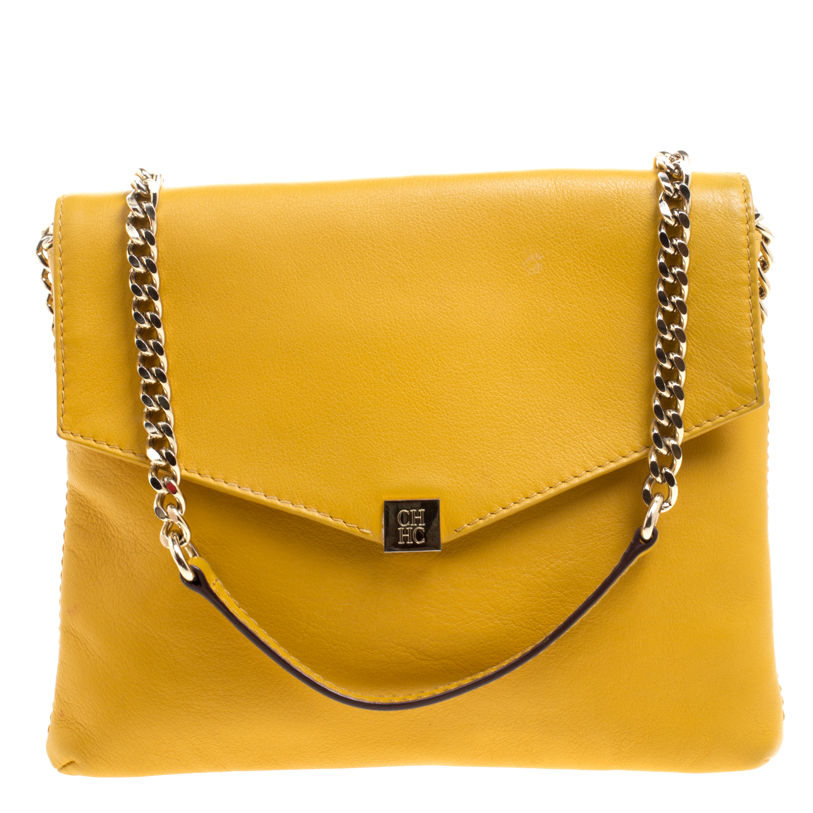 Carolina Herrera Mustard Quilted Leather Mini Bimba Shoulder Bag