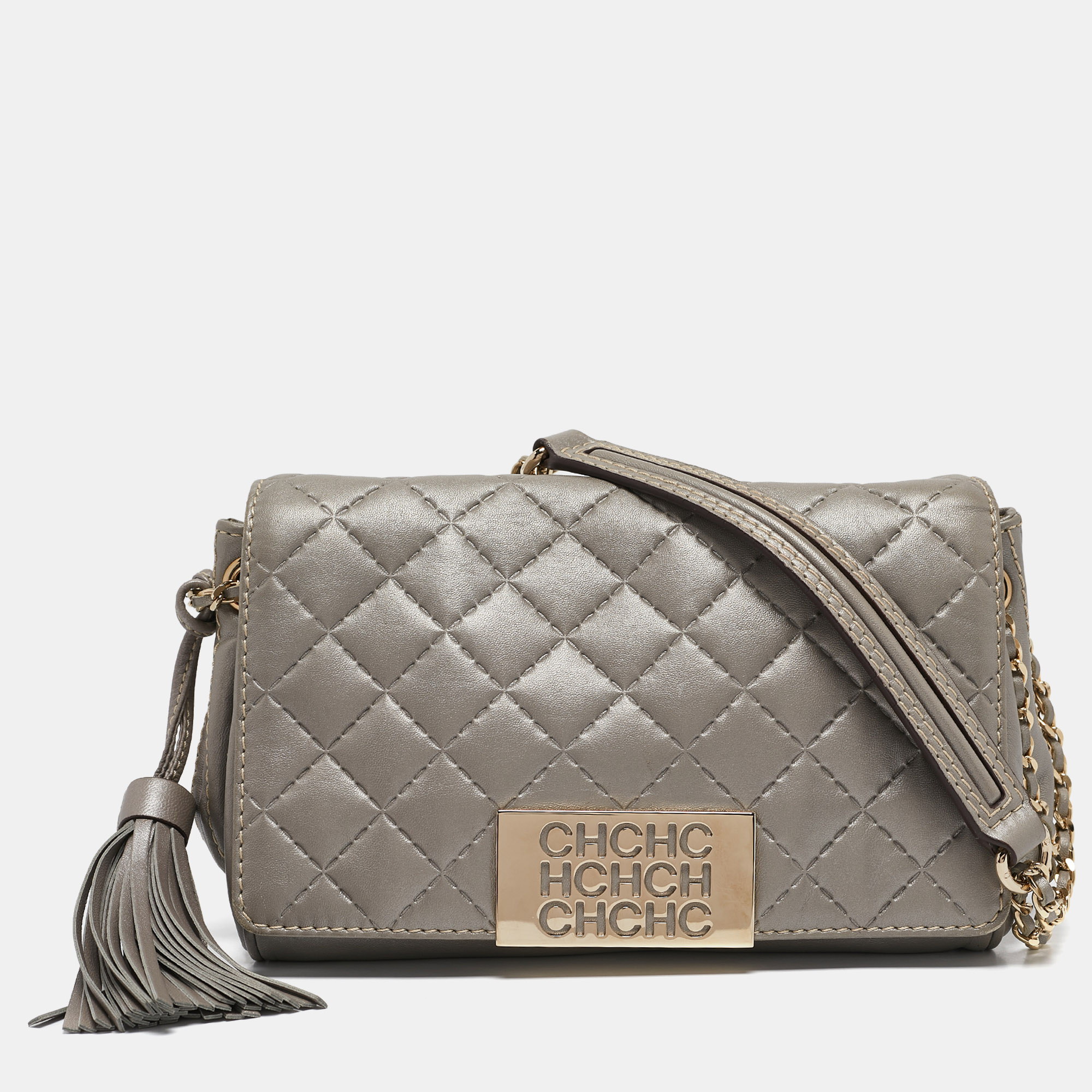 

Carolina Herrera Grey Quilted Leather Bimba Tassel Shoulder Bag