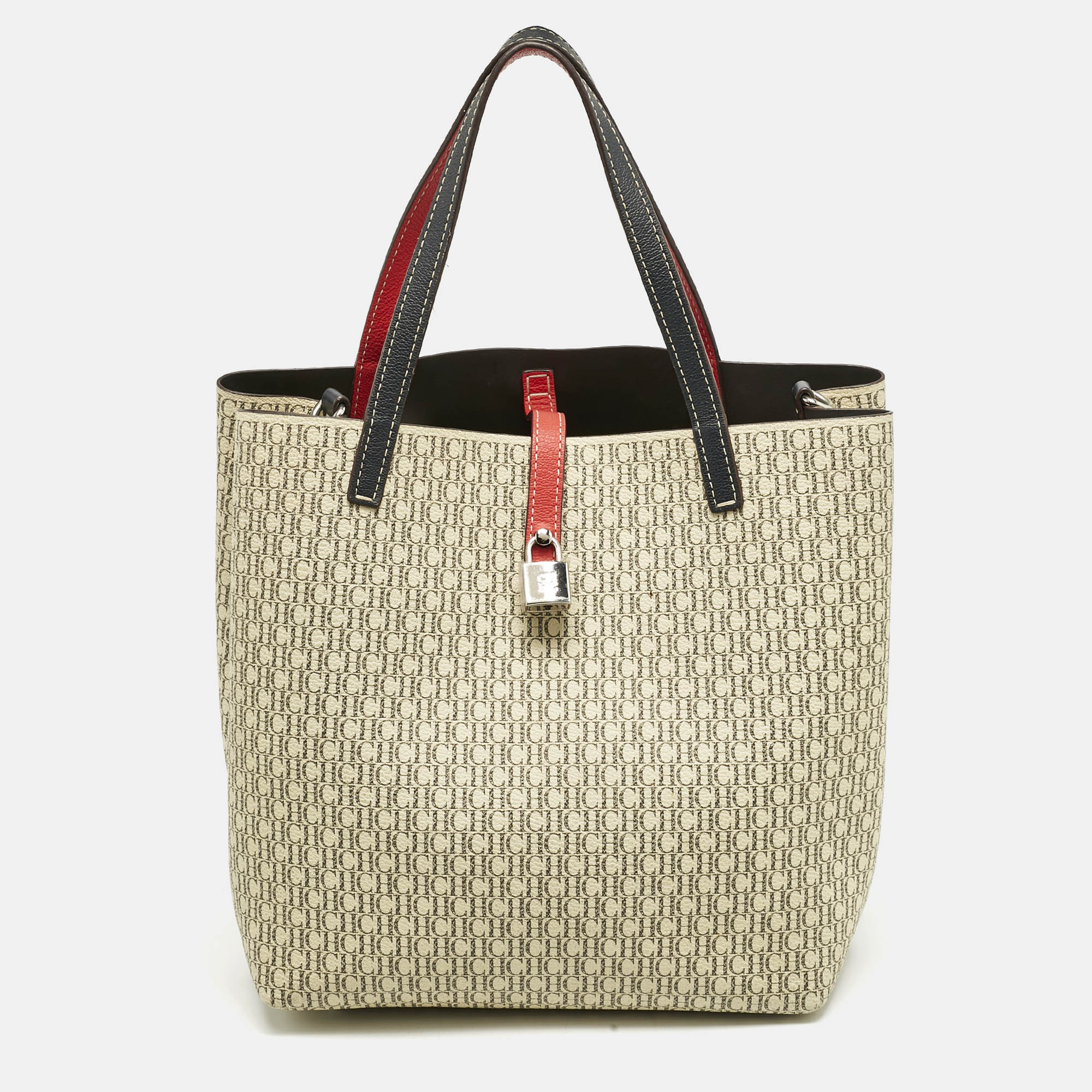 

Carolina Herrera Beige/Brown Monogram Coated Canvas and Leather Matryoshka Padlock Bag