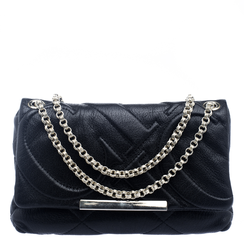 Carolina Herrera Black Quilted Leather Flap Chain Shoulder Bag
