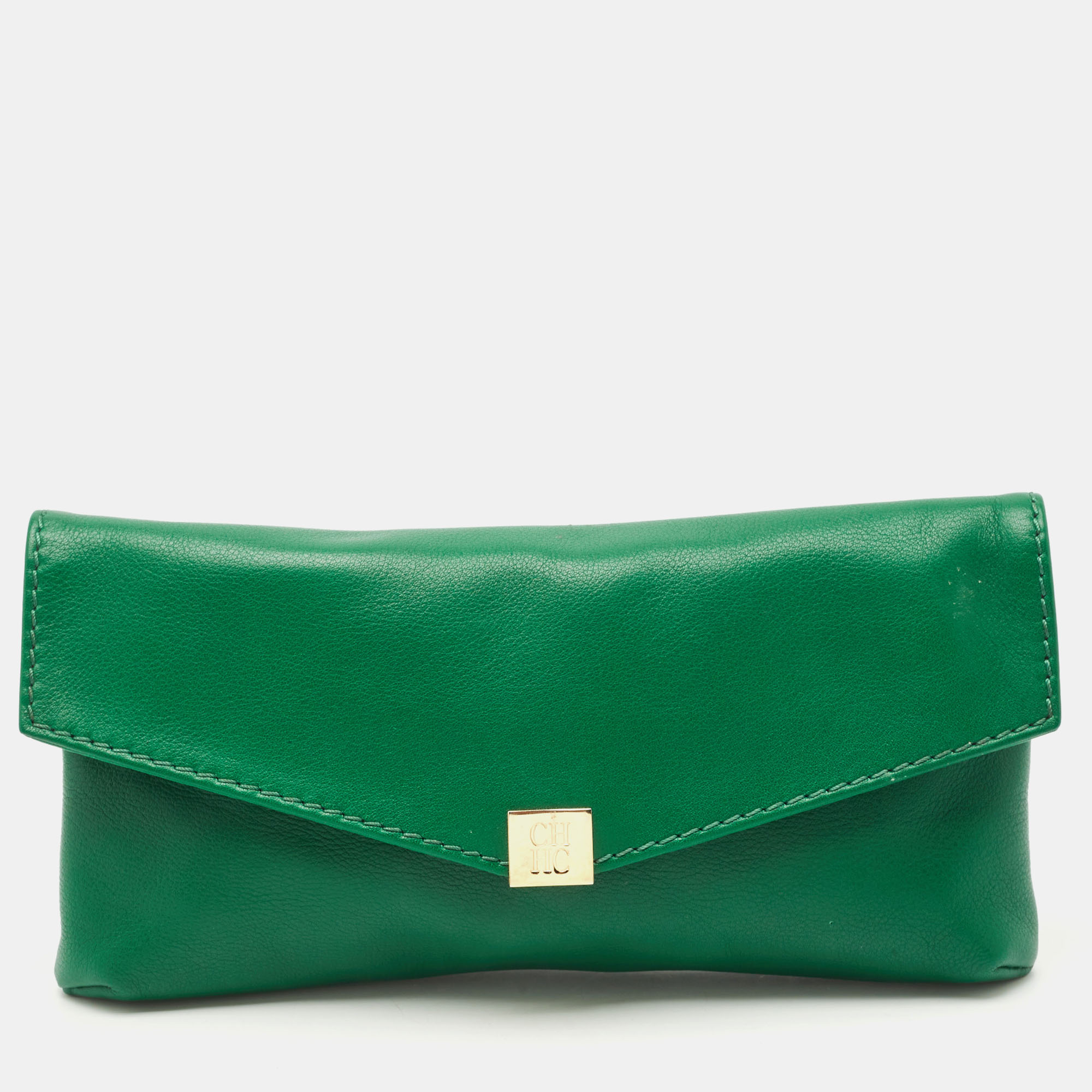 

Carolina Herrera Green Leather Envelope Clutch