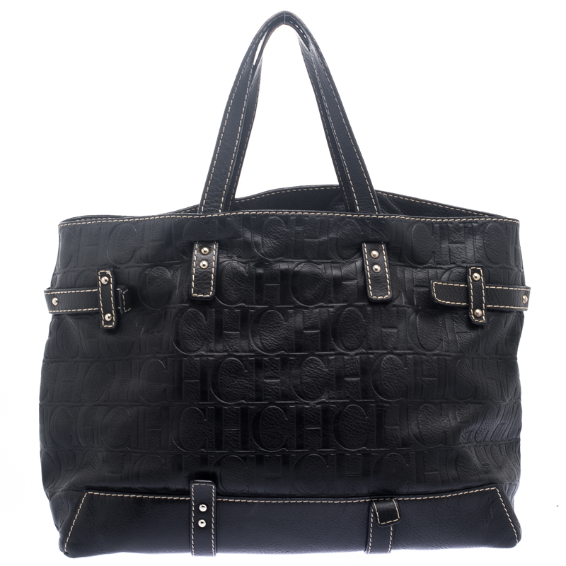 Carolina Herrera Black Leather Tote