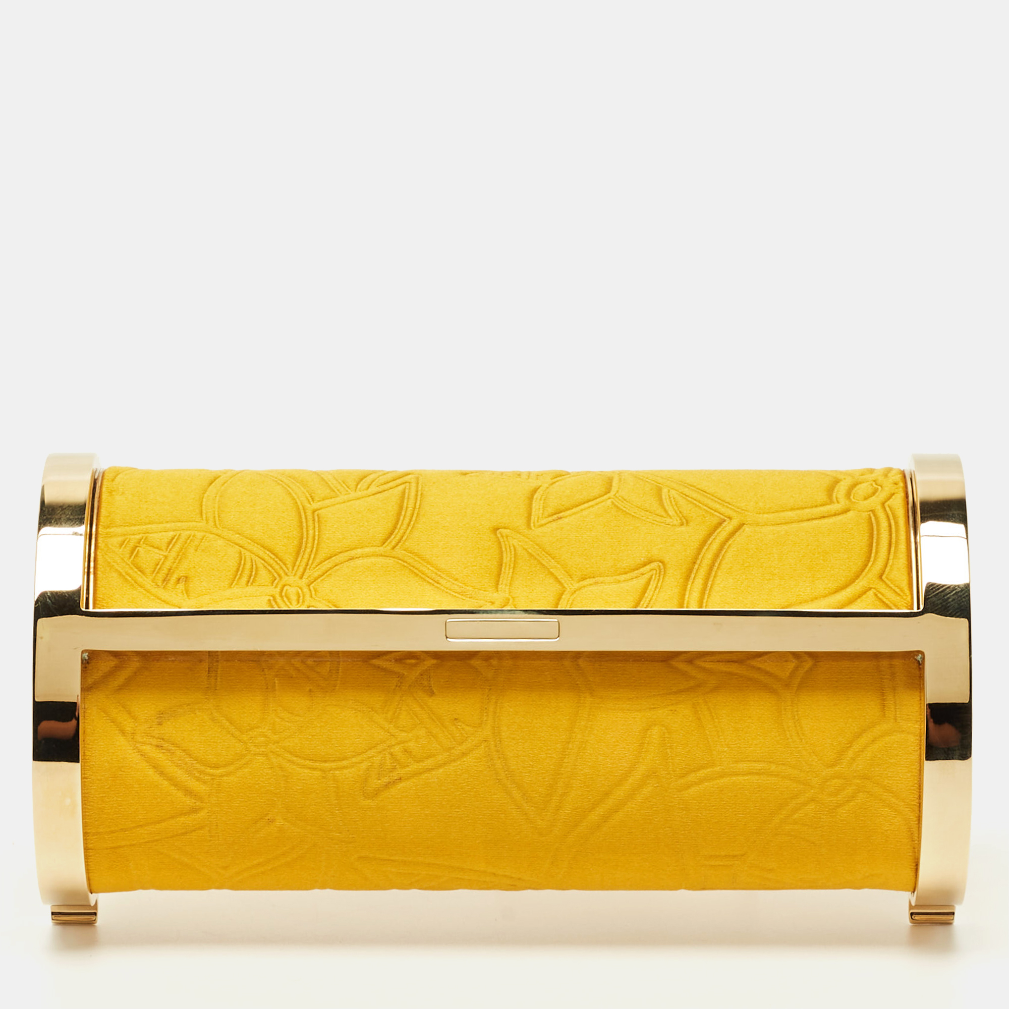 

Carolina Herrera Mustard Satin Insignia Metropolitan Clutch, Yellow