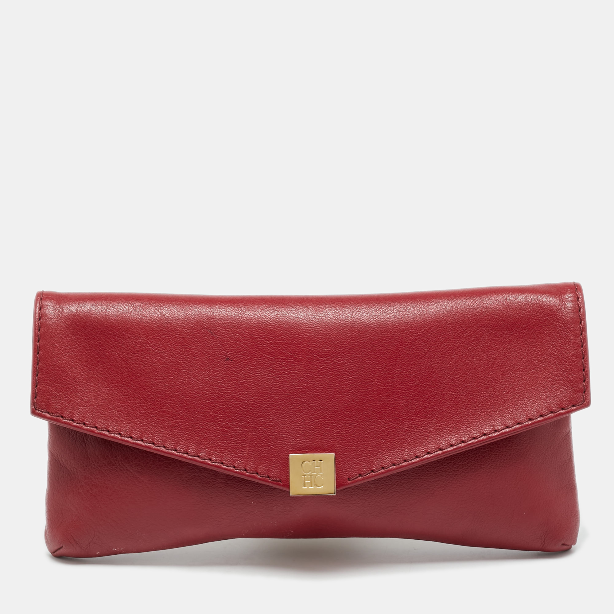 

Carolina Herrera Red Leather Envelope Clutch