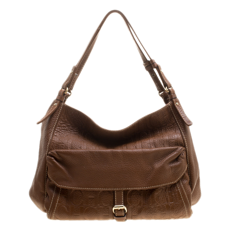 Carolina Herrera Brown Monogram Leather Shoulder Bag Carolina Herrera | TLC