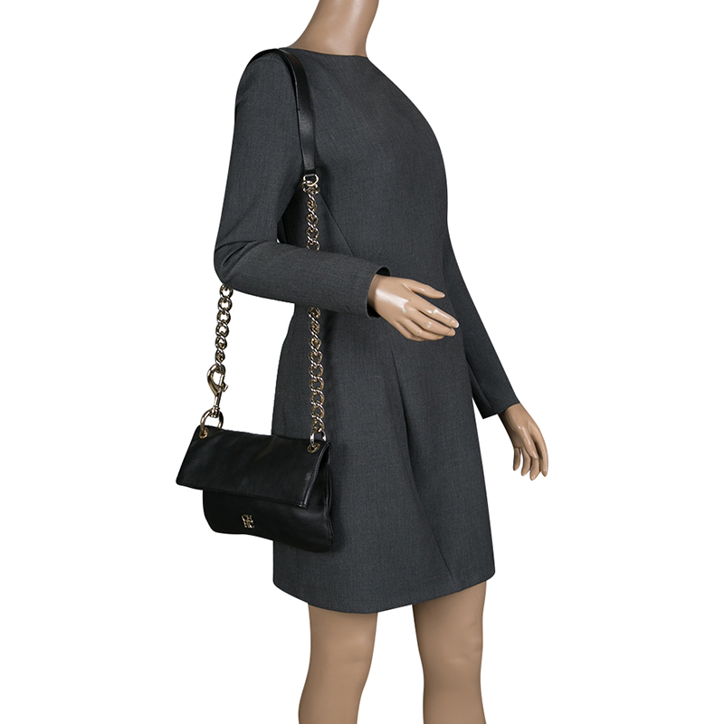 

Carolina Herrera Black Leather Chain Shoulder Bag