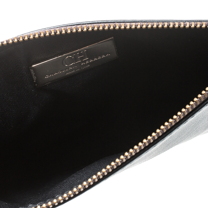 

Carolina Herrera Black Leather Tassel Clutch