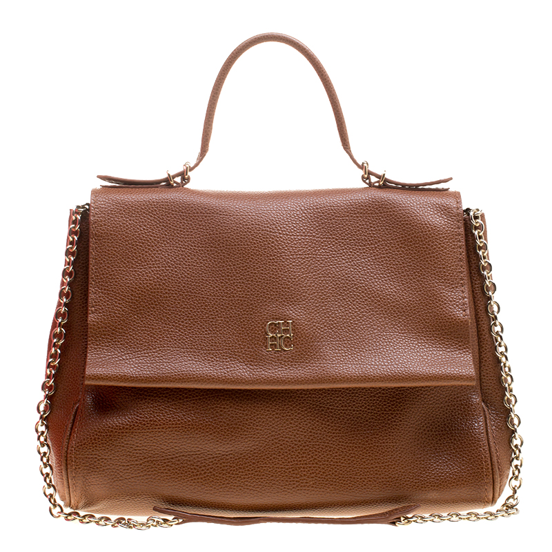 Carolina Herrera Brown Leather Minueto Flap Bag Carolina Herrera | The ...