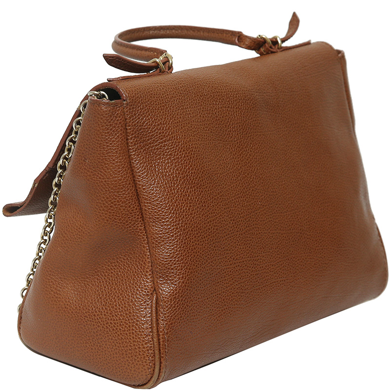 

Carolina Herrera Brown Leather Minuetto Flap Bag