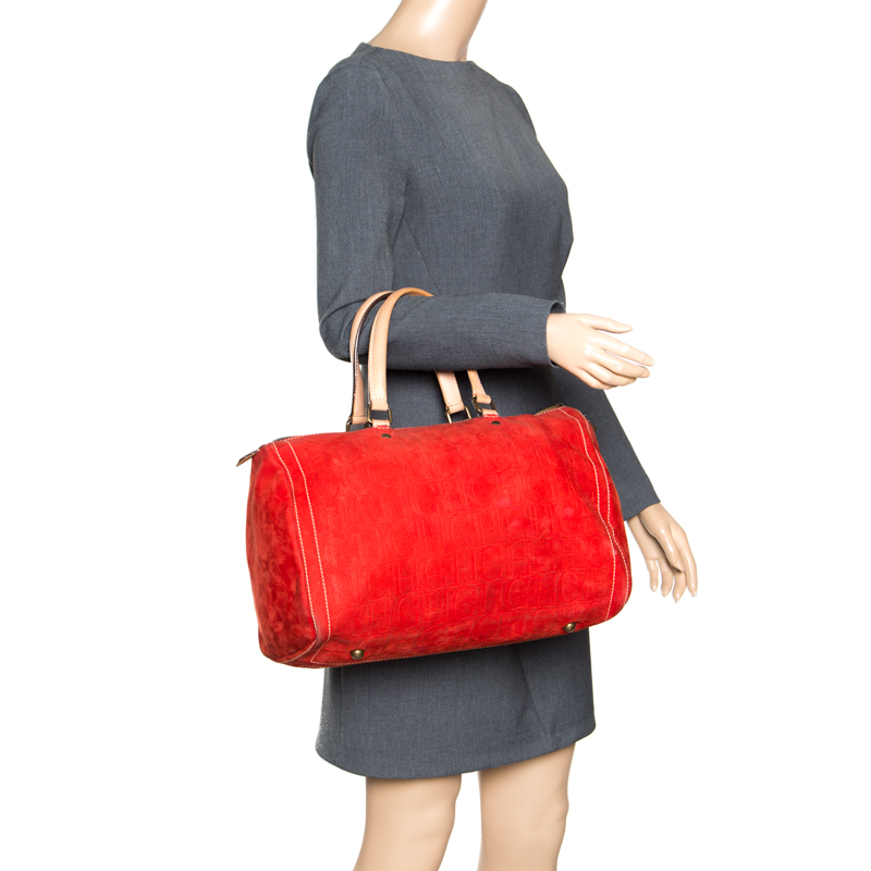 

Carolina Herrera Red Nubuck  Andy Boston Bag