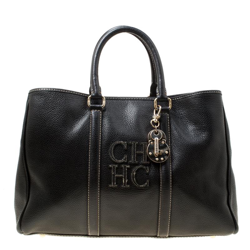 Carolina Herrera Black Leather Matteo Tote