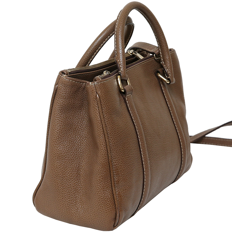 

Carolina Herrera Brown Pebbled Leather Matteo Top Handle Bag