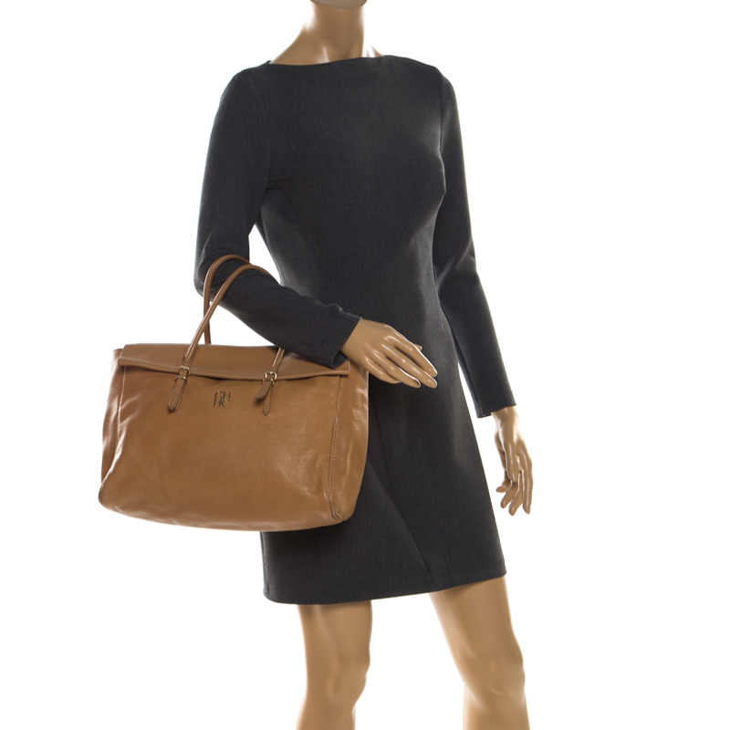 

Carolina Herrera Brown Leather Flap Tote