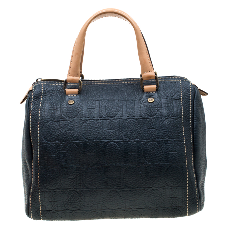 Pre Owned حقيبة كارولينا هيريرا أندي بوسطن جلد مونوغرامية خضراء