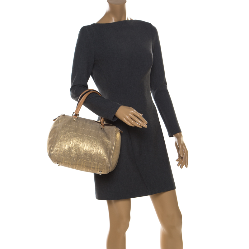 

Carolina Herrera Gold Metallic Leather Andy Boston Bag