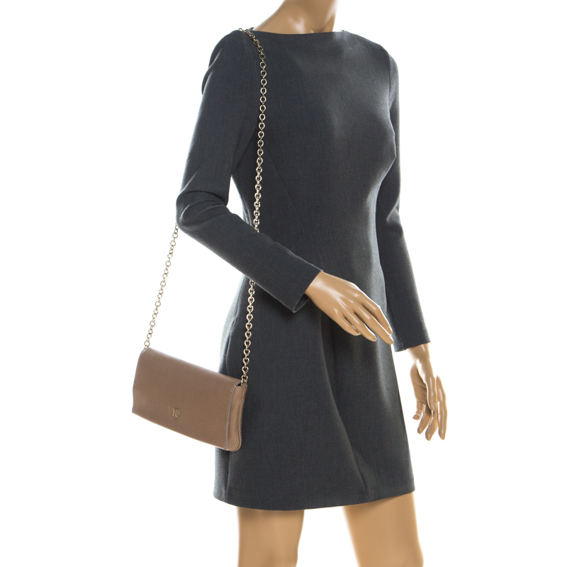 

Carolina Herrera Beige Leather Flap Crossbody Bag