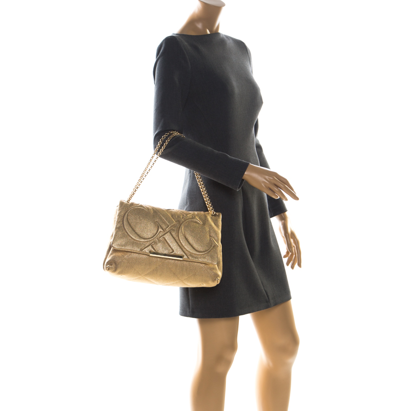 

Carolina Herrera Gold Quilted Leather Flap Chain Shoulder Bag
