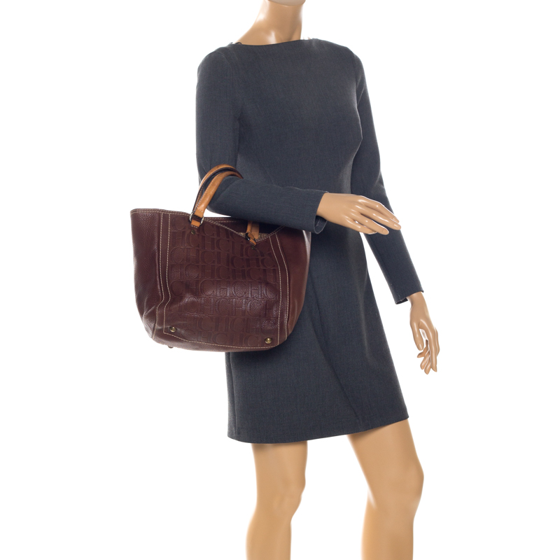 

Carolina Herrera Brown Monogram Leather Andy Tote