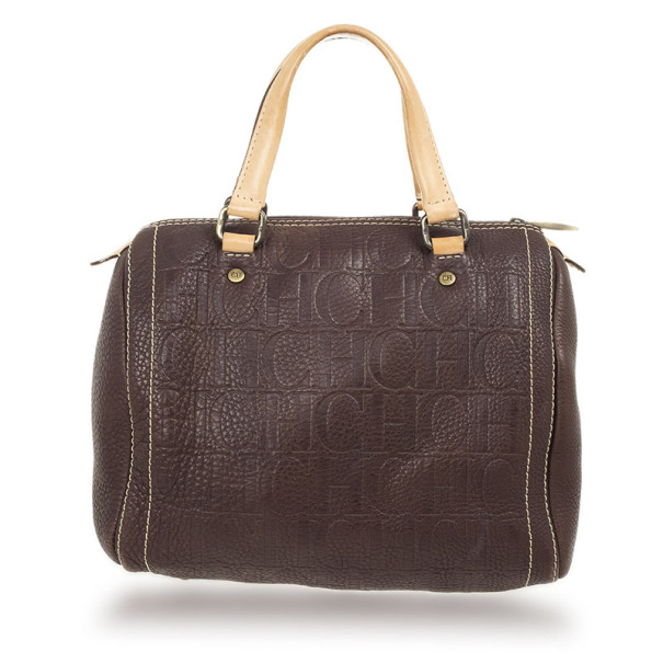 Pre Owned Carolina Herrera Brown Andy Boston Bag