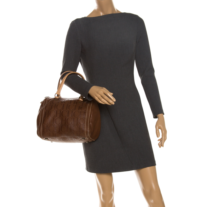 

Carolina Herrera Brown Leather Small Andy Boston Bag