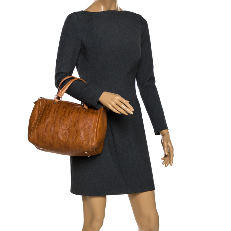 

Carolina Herrera Brown Leather Medium Andy Boston Bag