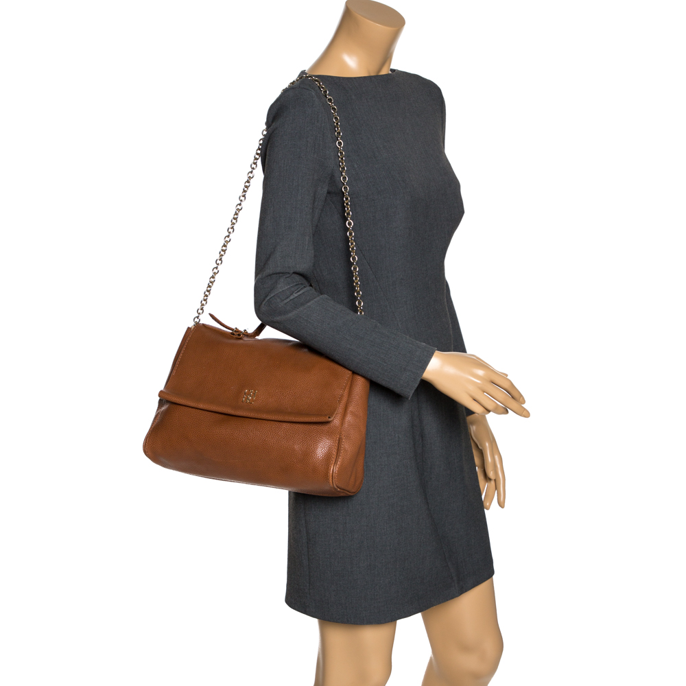 

Carolina Herrera Brown Leather Minueto Flap Bag