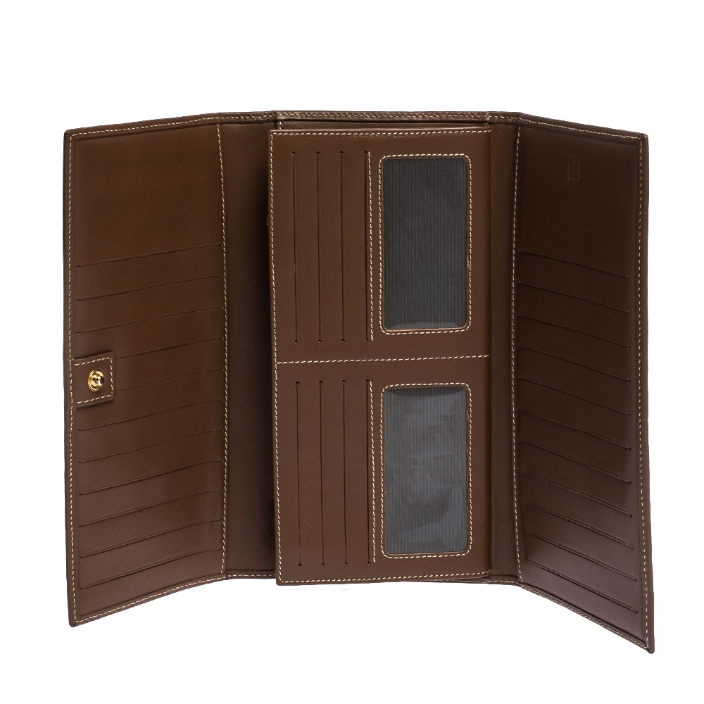 

Carolina Herrera Brown Monogram Leather Continental Wallet