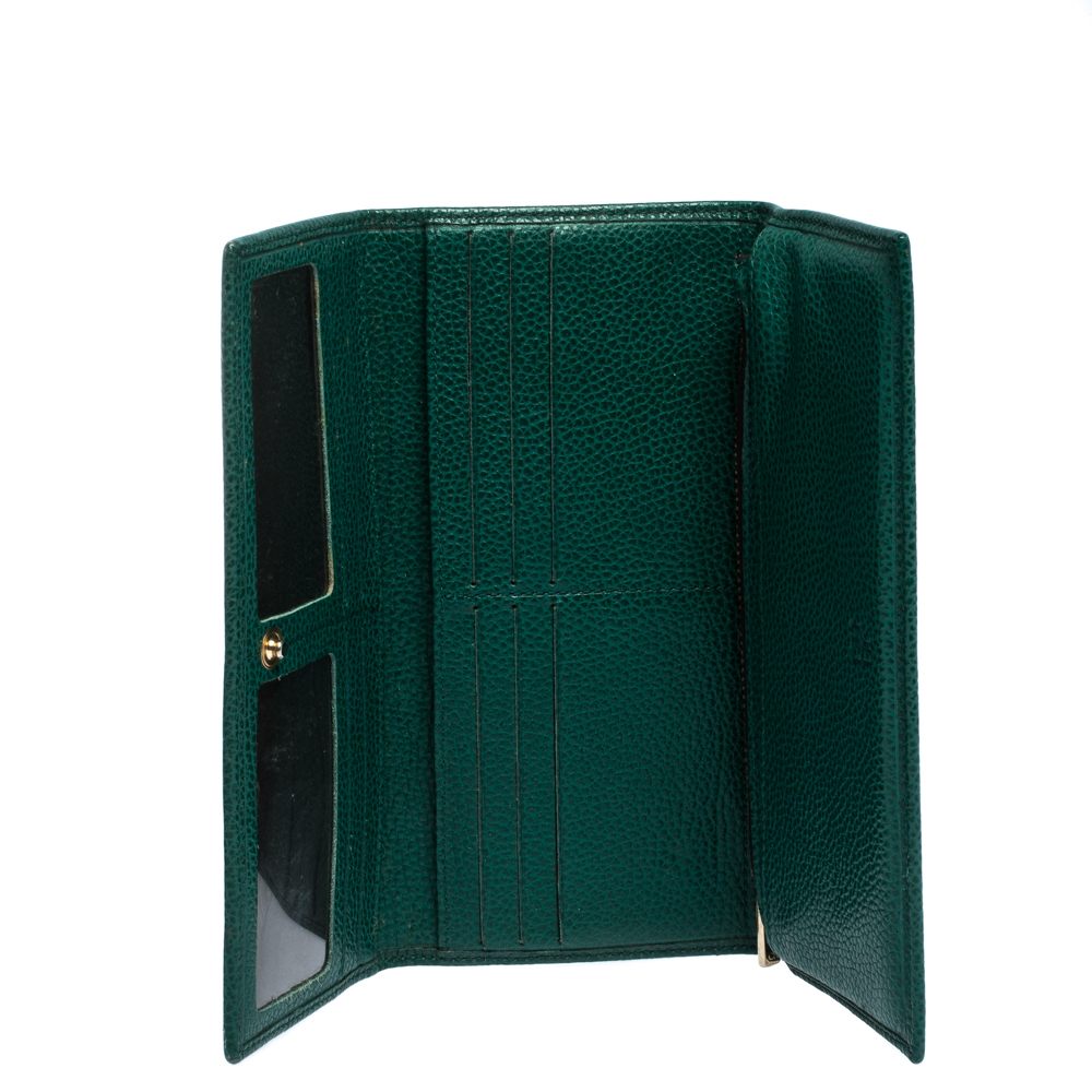 

Carolina Herrera Green Leather Continental Flap Wallet