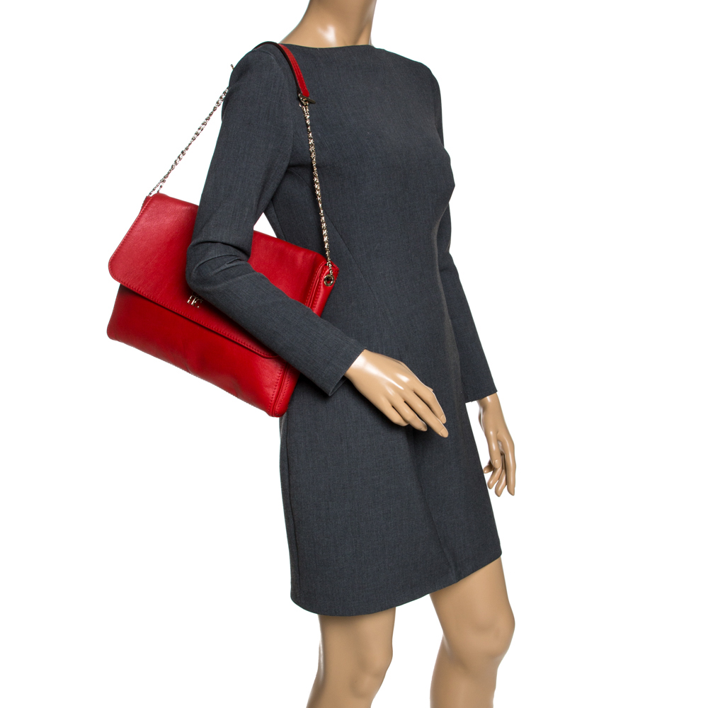 

Carolina Herrera Red Leather Flap Chain Shoulder Bag
