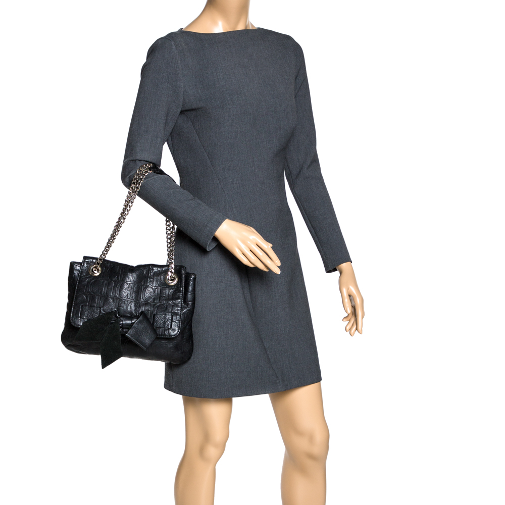 

Carolina Herrera Black Leather Audrey Shoulder Bag