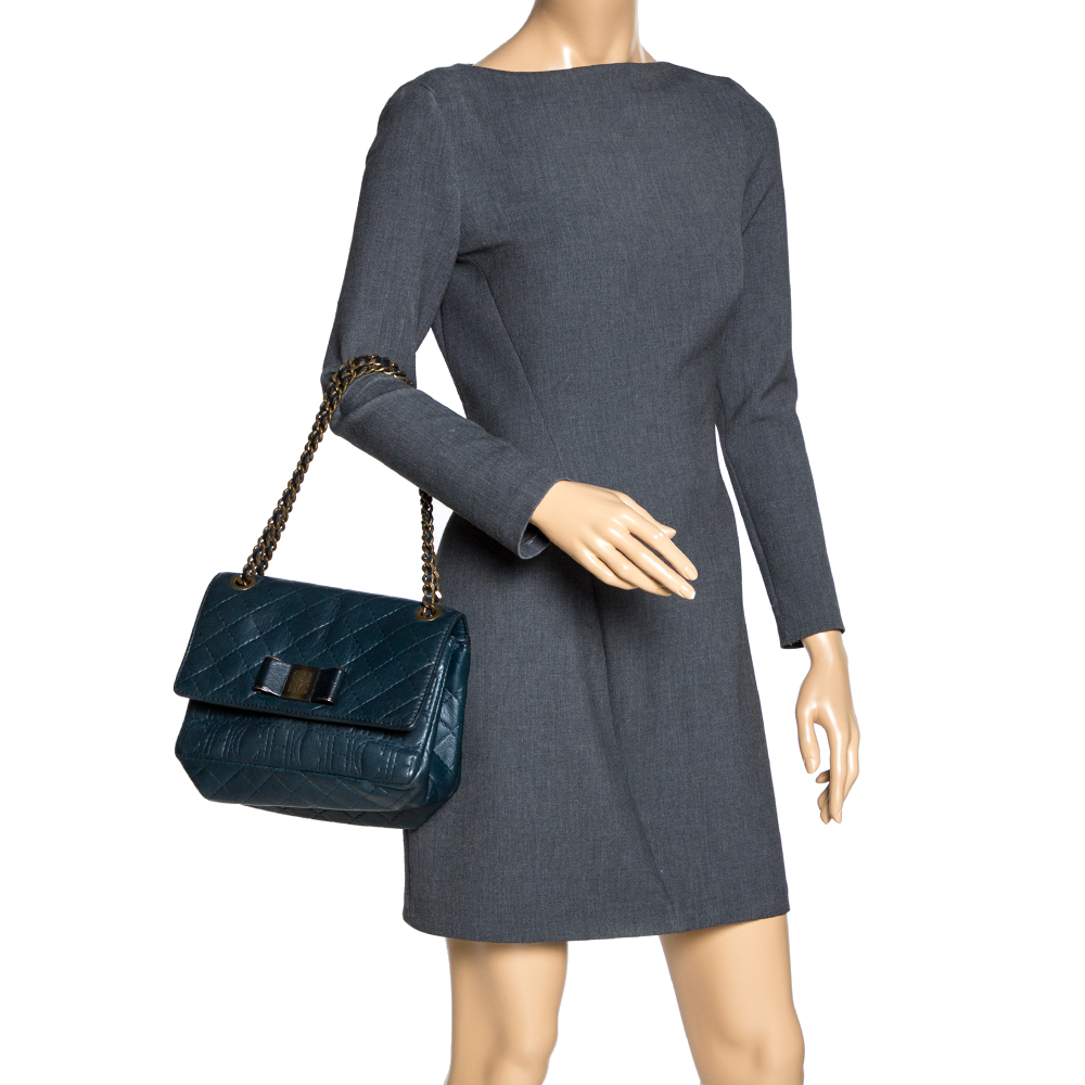 

Carolina Herrera Deep Green Monogram Leather Flap Shoulder Bag