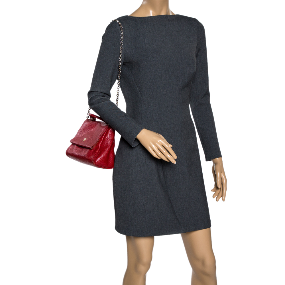 

Carolina Herrera Red Leather Small Minuetto Top Handle Bag