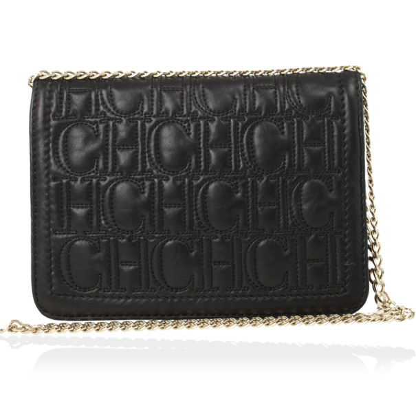 Pre Owned Carolina Herrera Monogram Embossed Bag