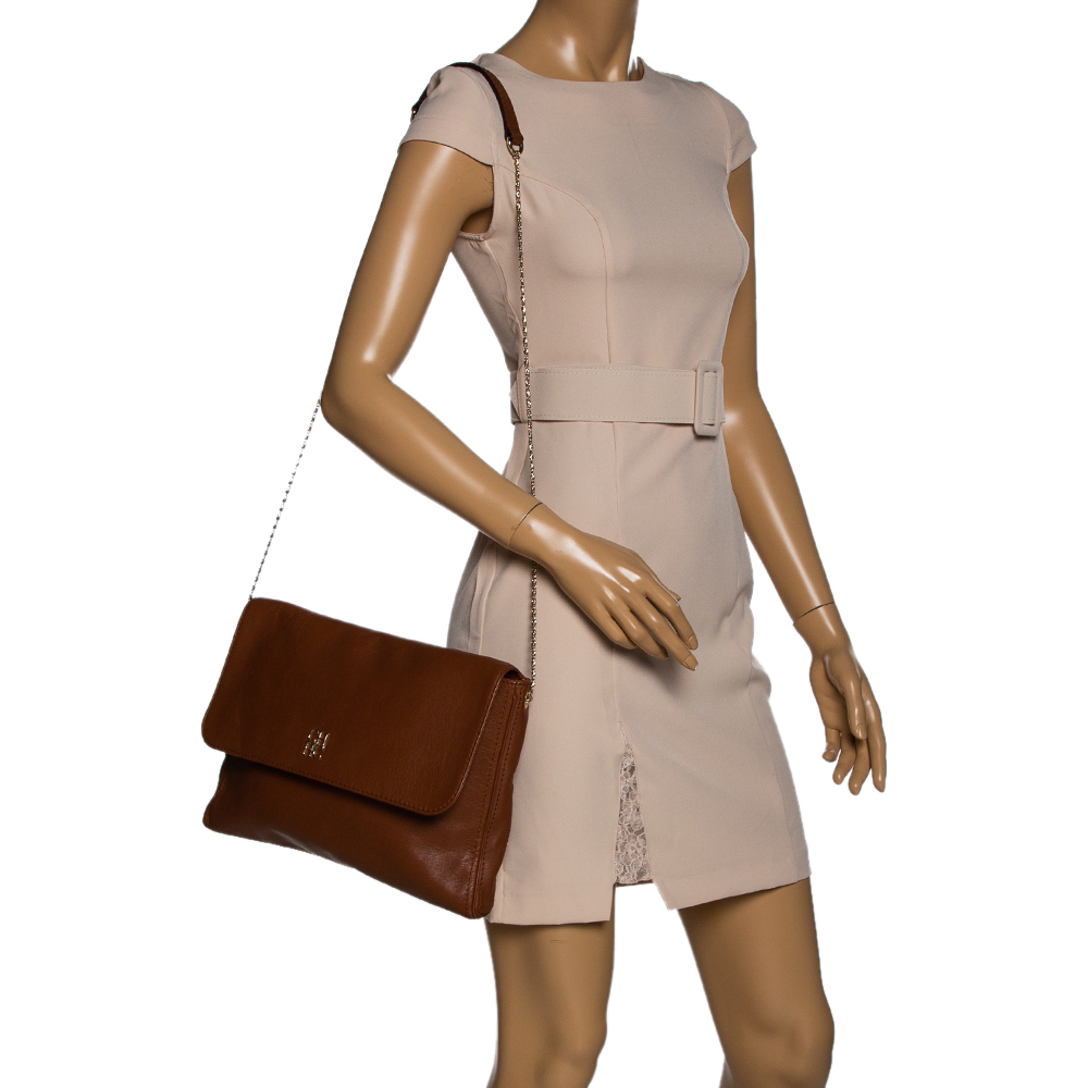 

Carolina Herrera Brown Leather Flap Shoulder Bag
