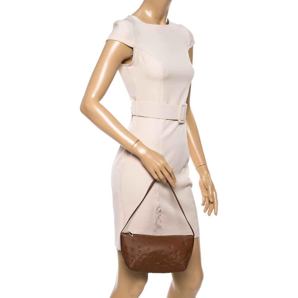 

Carolina Herrera Brown Leather Lipstick Baguette Bag