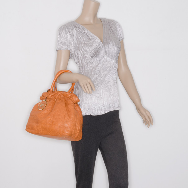 

Carolina Herrera Orange Pleated Bag