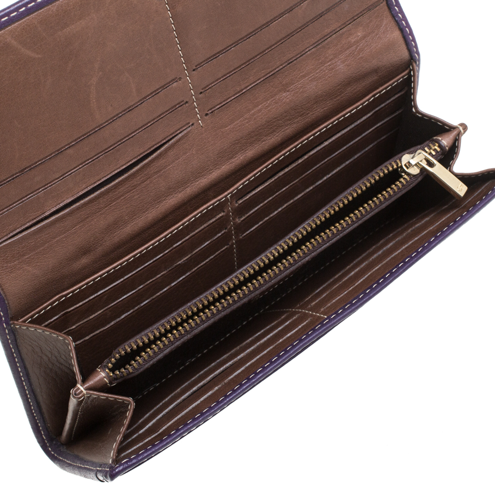 

Carolina Herrera Purple Monogram Leather Continental Wallet