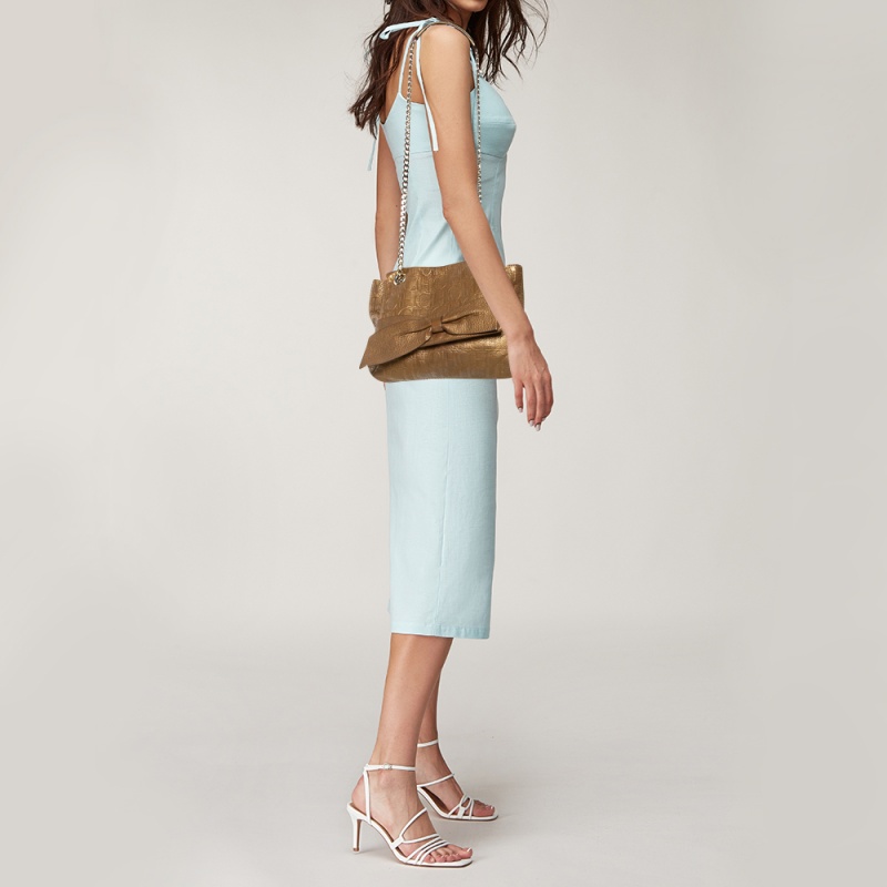 

Carolina Herrera Gold Monogram Leather Audrey Shoulder Bag