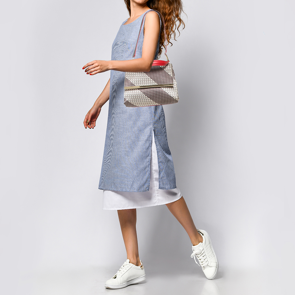 

Carolina Herrera Multicolor Monogram Satin and Leather Top Handle Bag