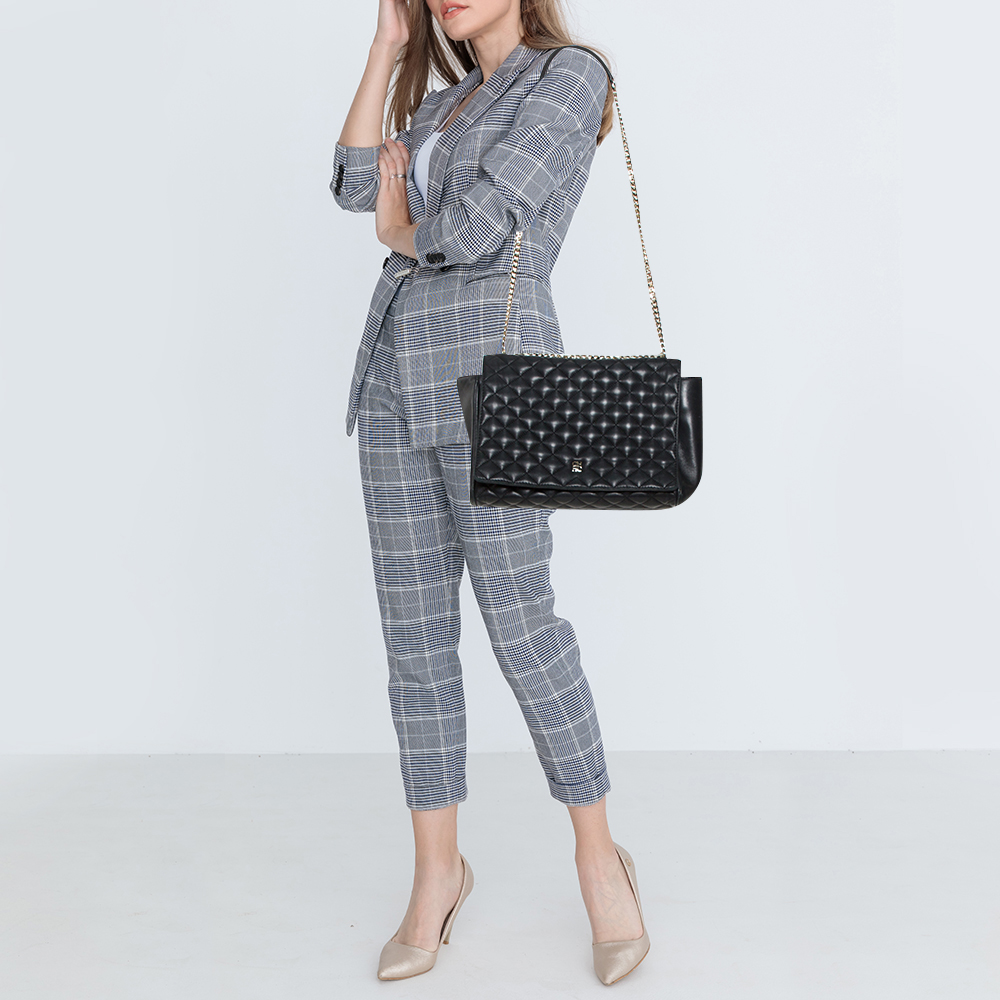 

Carolina Herrera Black Quilted Leather Flap Chain Shoulder Bag