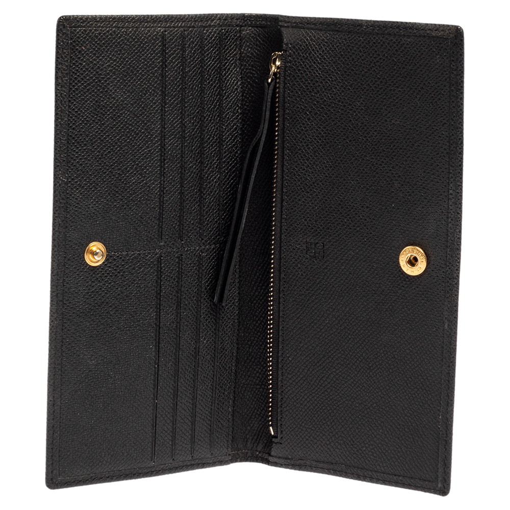 

Carolina Herrera Black Monogram Embossed Leather Bifold Long Wallet