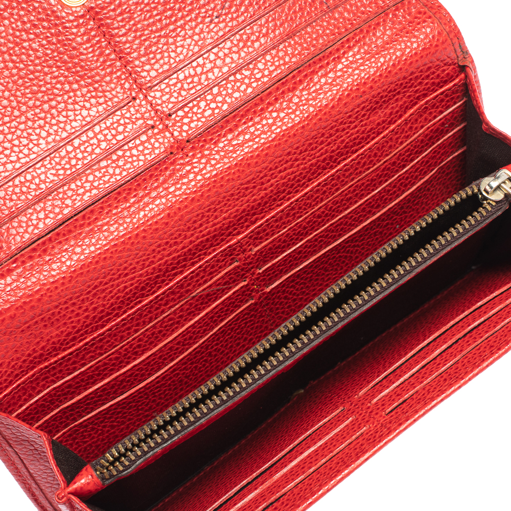 

Carolina Herrera Red Leather Flap Continental Wallet