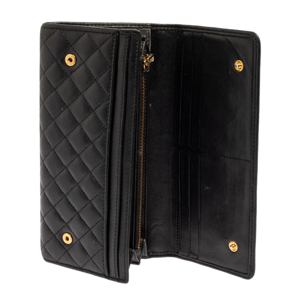 

Carolina Herrera Black Quilted Leather Flap Wallet