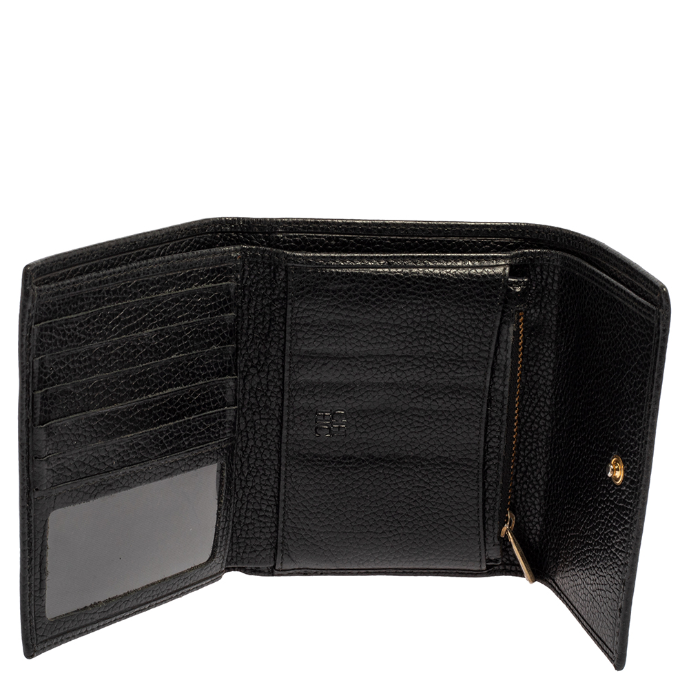 

Carolina Herrera Black Grained Leather Trifold Wallet