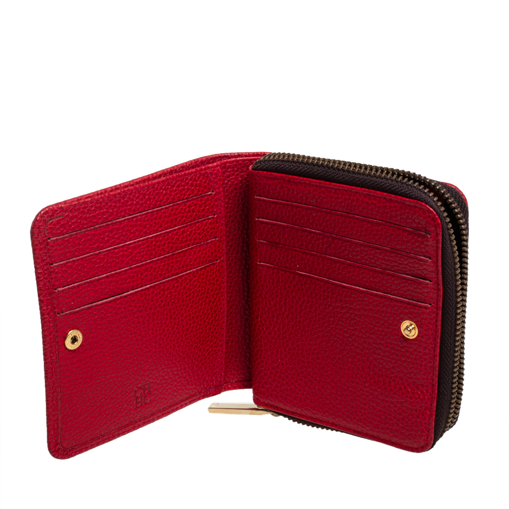 

Carolina Herrera Red Leather Zip Around Wallet