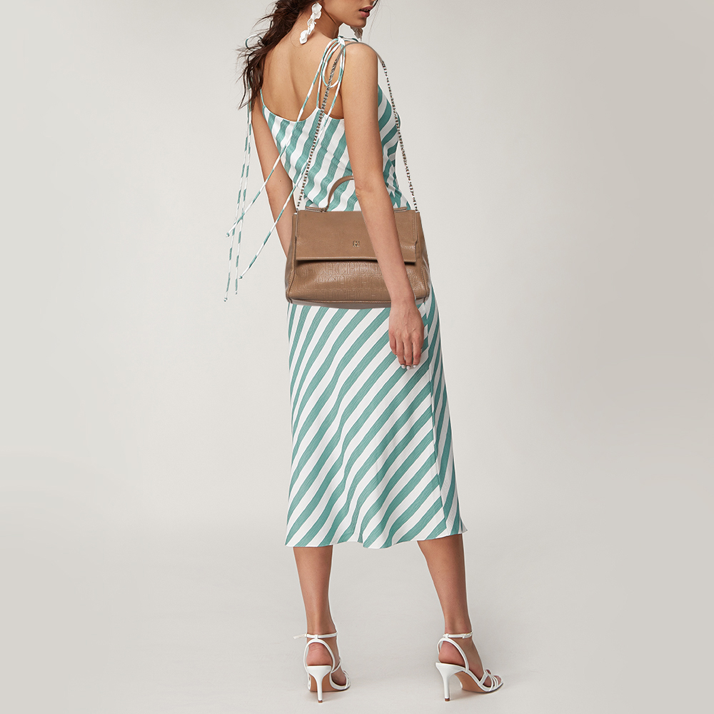 

Carolina Herrera Beige Leather Minuetto Top Handle Bag