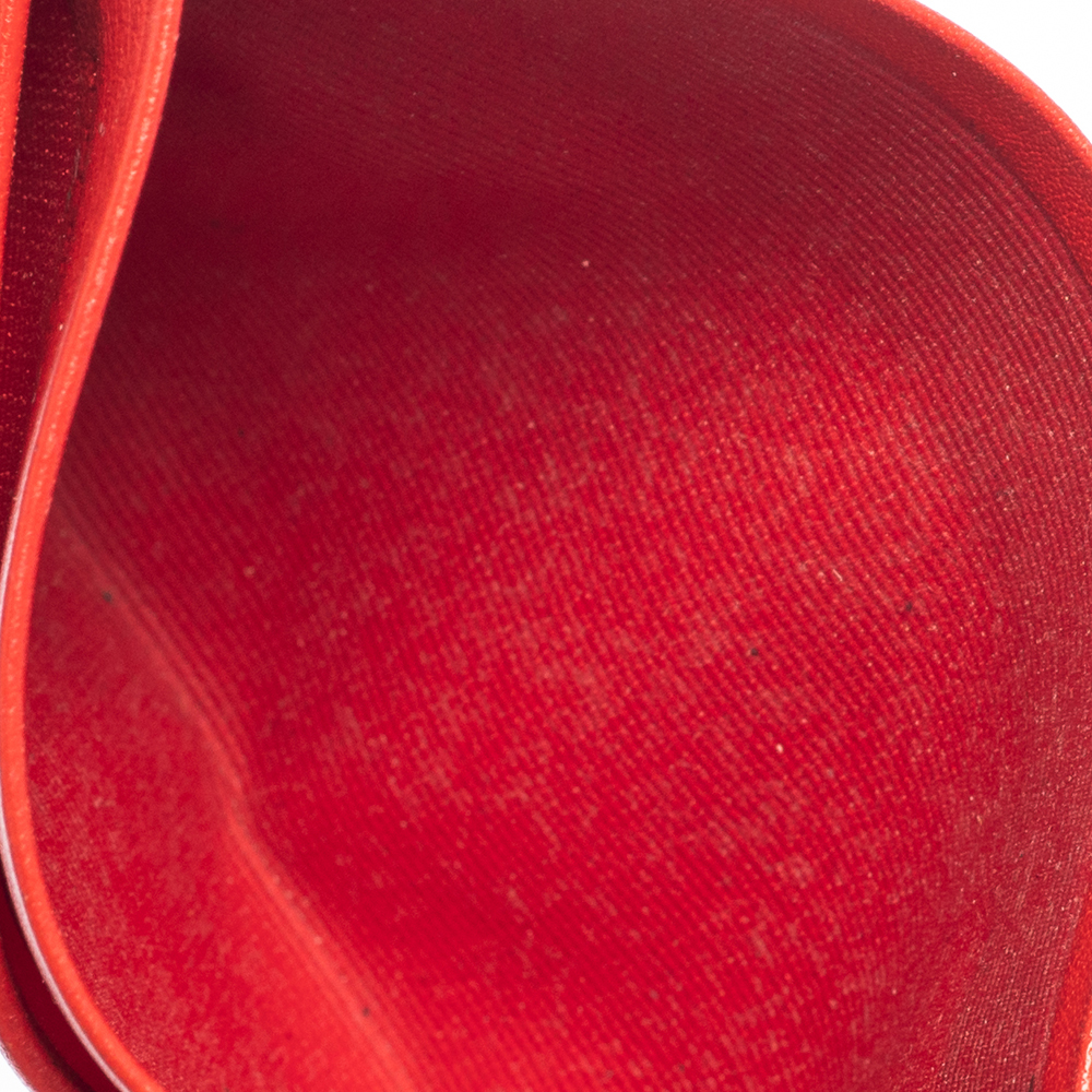 

Carolina Herrera Red Embossed Leather Card Holder