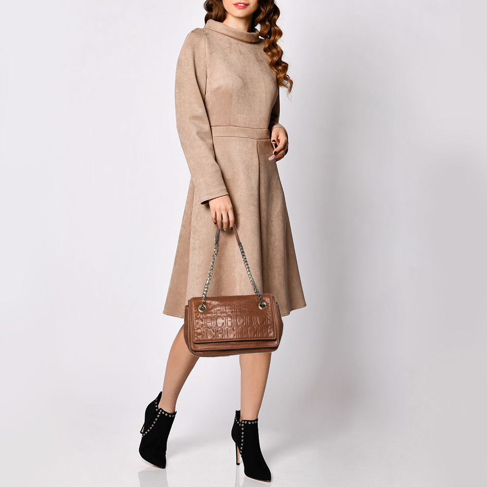 

Carolina Herrera Brown Leather Flap Chain Shoulder Bag